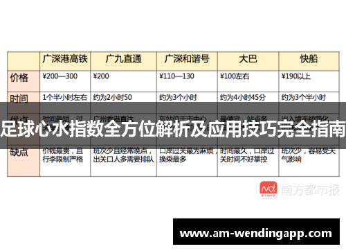 足球心水指数全方位解析及应用技巧完全指南